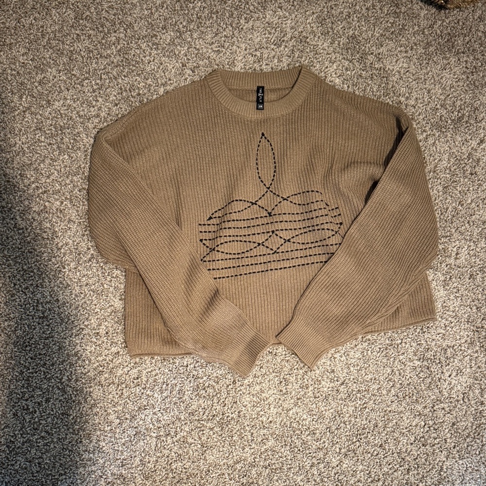 Tan Sweater with Boot stitch